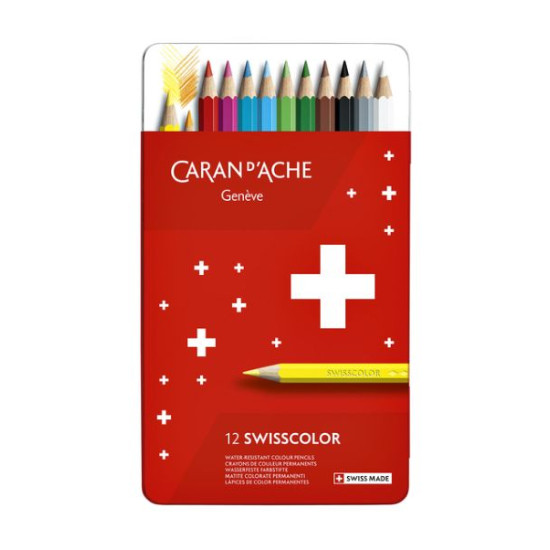 KLEURPOTLODEN CARAN D’ACHE SWISSCOLOR SET A 12 STUKS