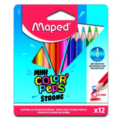 KLEURPOTLODEN MAPED COLOR PEPS MINI STRONG SET A 12 STUKS