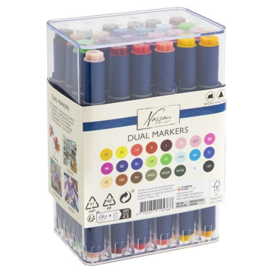 ALCOHOLMARKERS NASSAU ARTS DUOPUNT SET Á 24 KLEUREN