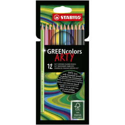 KLEURPOTLODEN STABILO 6019 GREENCOLORS ARTY ASS SET A 12 STUKS