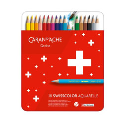 KLEURPOTLODEN CARAN D’ACHE SWISSCOLOR AQUAREL SET A 18 STUKS